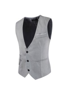 Buy 2023 New Mens Casual Vest British Slim Fit Waistcoat with ChainGray Gray in Saudi Arabia