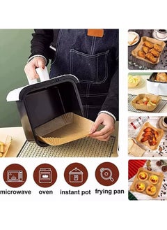 Buy Square Air Fryer Liners 20cm/200mmXXL(Large Size), Disposable Square Oven Sheet Mold for 5-6L Air Fryer, Waterproof Silicone Air Fryer Accessories(100pcs) in Egypt