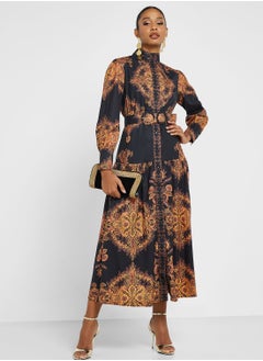 Buy Waistband Printed Dress in Saudi Arabia