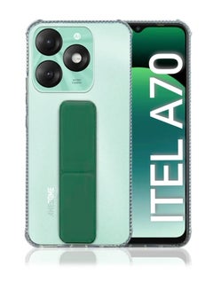 Buy Case Cover For Itel A70 With Magnetic Hand Grip 3 in 1 Clear / Green in Saudi Arabia