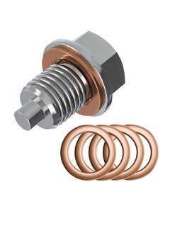 Buy Magnetic Oil Drain Plug M14x1.5 Stainless Steel Sump Drain Nut Bolt Oil Drain Plug with 5 PCS Copper Crush Washer Anti Leakage Replacement Universal for Most Cars for Car Motorcycle Boat in Saudi Arabia