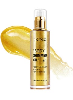 Buy Gold Body Shimmer Oil 100ml Body Shimmer Lotion Glow Oil Body Luminizer Oil Glow Lotion for Brightening Body Long Lasting Shimmering Body Oil for Body & Face No.02 in UAE