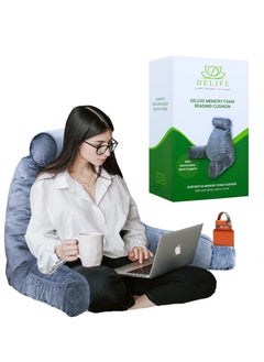 Buy Large Reading Pillow - Mixed Memory Foam Support Cushion - Ergonomic Backrest with Armrests, Neck Support & Convenient Pockets - Ideal for Bed Reading, Lounging & Posture Support (54 x 90cm) in Saudi Arabia