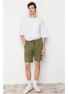 Buy Khaki Regular/Normal Fit Medium Elastic Waist Laced Stitch Detail Shorts TMNSS20SR0070 in Egypt