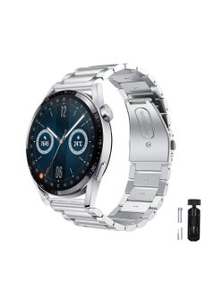 اشتري سوار ساعة ذكية من الفولاذ المقاوم للصدأ بديل مع أداة إزالة لساعة Huawei Watch GT 3 46mm GT3 Pro حزام فضي في الامارات