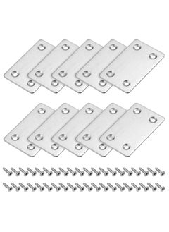 Buy Flat Straight Brace Brackets with Screws, 10pcs Stainless Steel Mending Repair Plate for Shelf Supports Fixing Wood Furniture Chair Table Cabinet Bed (60x38mm) in UAE