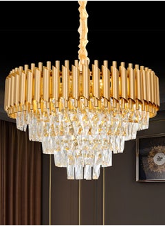 اشتري Golden Crystal Chandelier, Elegant Lighting Fixture Round Luminaire, Luxurious Ceiling Light, Bedroom Luxury Light, Modern Crystal Lighting, Golden Pendant, Sparkling Pendant Light في الامارات