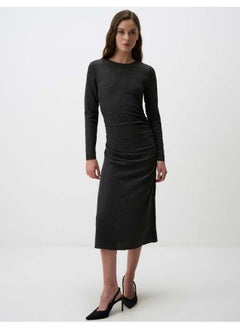 اشتري Crew Neck Slim Fit Long Sleeve Midi Dress في مصر