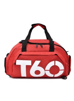 Buy Sports Travel Gym Bag with Wet Pocket & Shoes Compartment for Men and Women (RED-WHITE) in UAE