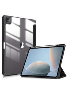 اشتري Case Compatible with iPad Air 13 inch (2024) M2, [Built-in Pencil Holder] Shockproof Cover with Clear Transparent Back Shell, Auto Wake Sleep, Black في مصر