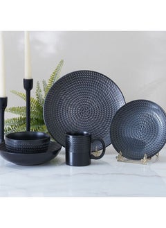 اشتري Angelika 18-Pc Stoneware Dinner Set - Black - Serves 4 في الامارات