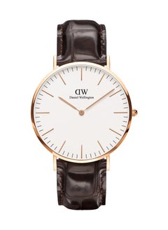 Buy Daniel Wellington Classic York Eggshell White Men's Watch 40mm Dial with Dark brown Leather Strap DW00100011 in Saudi Arabia