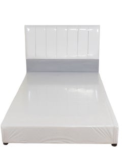 Buy Single bed frame with upholstery high velvet headboard, size 190*90 cm, in Gray color in Saudi Arabia