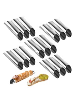 اشتري 15 Pcs Stainless Steel Cannoli Tubes Set 5 inch Large Non stick Cream Horn Danish Pastry Molds for DIY Baking Waffle Cone Pastry Roll Croissant في السعودية