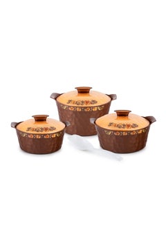 اشتري 3 Pieces Hot Pot Set Hexon Florenza Jumbo Brown 4500 I 3500 I 2500ML في السعودية