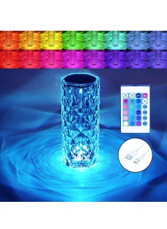 اشتري Crystal Diamond Table Lamp, Touch Control Bedside Lamp with USB Port, 16 Dimmable Color Changing Creative Romantic Rose Acrylic LED Light for Bedroom Living Room, Kids Room, Office, 1500mAH, 480g في الامارات