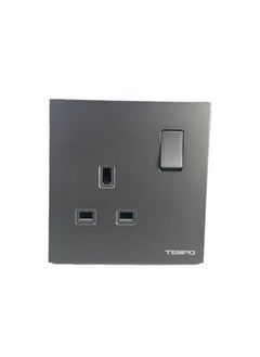 Buy 13A Socket with Switch Gray Slim Piano in Saudi Arabia