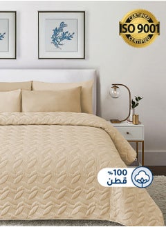 Buy 3Piece Cotton Bedspread Set Fits 120 x 200 cm Single Size Bed Single Size Compressed Comforter Set Elmira Series in Saudi Arabia