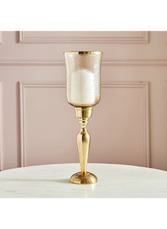 اشتري Suave Textured Glass Hurricane Candle Holder with Metal Base 17 x 45 x 17 cm في السعودية