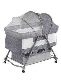 Buy Crib, 3 in 1 Folding Baby Bassinet with Blackout and Dustproof Mosquito Net, Travel Crib with Addable Design for Newborn Party/Travel/Outdoor Picnic (Grey) in Saudi Arabia