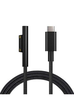 اشتري Nylon Braided Surface Connect to USB C Charging Cable, Compatible with Microsoft Surface Pro 7/6/5/4/3 Go3/2/1 Laptop4/3/2/1, Must work with 45W 15V3A USB-C Charger (Black, 6ft) في الامارات