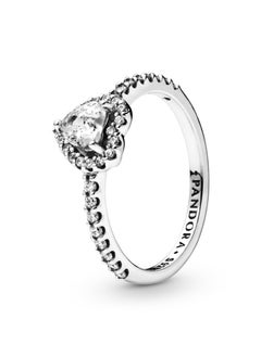 Buy PANDORA raised heart ring in sterling silver with clear cubic zirconia in UAE