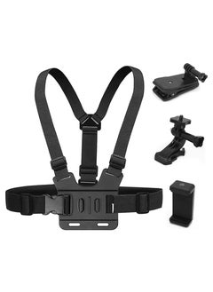 اشتري Camera Chest Mount Strap Harness Fit for AKASO DJI Osmo Adjustable Cell Phone with Sports Installation Bracket kit Mobile Bracket Backpack Clip Holder في السعودية