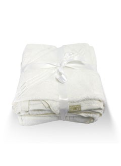 Buy 6 Pcs Events Dyed Towel Set 550 GSM 100% Cotton Terry Viscose Border 1xBath Towel 75x145cm 1xHand Towel 50x90cm 2xBaby Towel 30x50cm & 2xFace Towel 33x33cm White Color in UAE