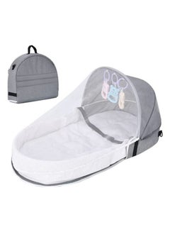 اشتري Baby Crib Cradle, Travel Cot Portable Baby Bed Travel Bassinet Foldable Infant Crib Baby Cots, Adjustable Canopy Bedside Baby Crib 3 in 1 Folding Baby Bassinet with Mosquito Net Blue في السعودية