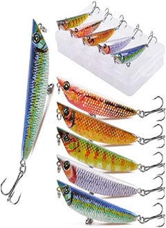 اشتري Fishing Lures Kit 5pieces Bass Lures 3D Hard Bait Minnow Topwater Swimbait VIB Crankbait Popper Fishing Lures في السعودية