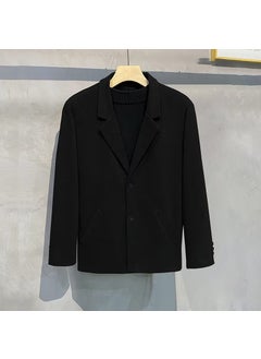 اشتري Mens Wool Blazer Casual Trendy Loose Fit Suit Jacket Black في السعودية