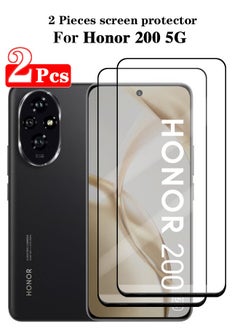 اشتري 2 Pieces Full Cover Glass Screen Protector For Honor 200 5G Black/Clear and Screen Protector Accessories في السعودية