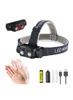 Buy USB Head Torch Rechargeable, 2000 Lumen Dual Light Head Torches LED Super Bright XML-L2 Motion Sensor LED Headlamp Removeable Outdoor Headlight for Running Fishing Caving in Saudi Arabia