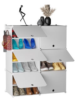 اشتري خزانة أحذية، يمكن تحويلها إلى عدة أشكال، قابلة للنقل وخفيفة الوزن، أبيض، ستة صناديق في الامارات