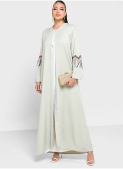 Buy Embellished Fringe Detail Abaya in UAE