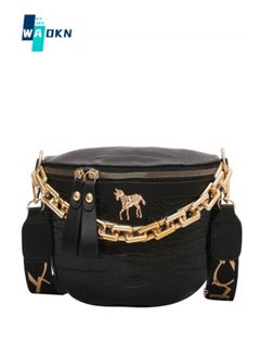 Buy Women's Acrylic Chain Crossbody Bag, Women's PU Leather Shoulder Bag Hand Bags Sling bag, Crocodile Leather Textured Mobile Phone Bag Coin Purse Carrying Bag Side Bag (Black) in UAE