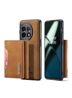 Buy Wallet Case for OnePlus 11, DG.MING Premium Leather Phone Case Back Cover Magnetic Detachable with Trifold Wallet Card Holder Pocket (Brown) in UAE