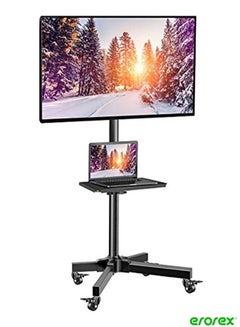 Buy Mobile TV Cart with Wheels for 23-80 Inch LCD LED OLED Flat Curved Screen Outdoor TVs Height Adjustable Shelf Trolley Floor Stand Holds up to 55lbs Movable Monitor Holder with Tray Max VESA 400x400mm in Saudi Arabia