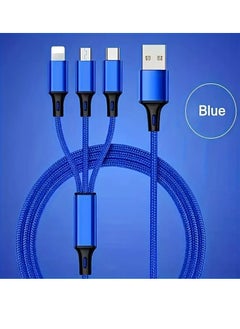 Buy 3-in-1 Multifunctional Charging Cable (1.2M) – Nylon Braided USB to Type-C/Micro-USB/Lightning – Quick Charge Adapter for Smartphones and Tablets – [Matte Round Cord] [5-10W Power] [Voltage ≤36V] in UAE