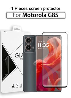 Buy 1 Pieces Full Cover Glass Screen Protector For Motorola G85 Black/Clear and Screen Protector Accessories in Saudi Arabia