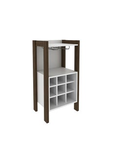 Buy Lean Cabinet Sturdy Home Bar Organiser Cupboard Modern Design Furniture For Dining Room L 46.8x35.6x90.5 Cm White/Walnut in UAE