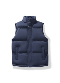 اشتري Winter Versatile Mens Cotton Vest Collar Sleeveless Coat Blue في الامارات