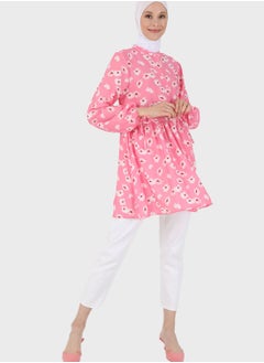 Buy Floral Print Button Detail Tunic in UAE