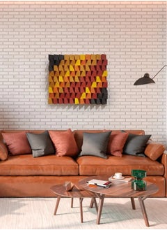 Buy wood workers abstract office wall art, 3d oversized rustic hanging decor, large modern living room decorations, above bed slat contemporary panels, aztec colorful sculptures for home decir 44x36 CM in Egypt