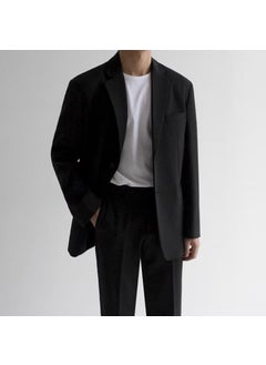 Buy Stylish Casual Blazer Men 2024 Autumn New Loose Trendy SuitBlack Black in Saudi Arabia