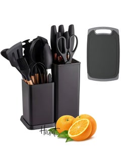 Buy Silicone Cooking Utensil Set Silicone Kitchen Utensil Set-19 pcs Wooden Handles Utensils Tool for Nonstick Cookware Non Toxic Heat Resistant Kitchen Tools Set in UAE