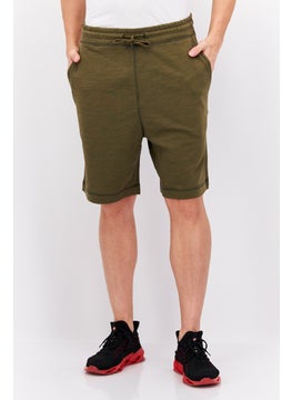 Buy Men Plain Basic Short, Olive in UAE