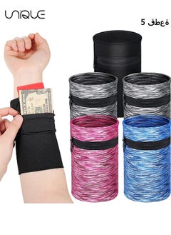 Buy 5 Pieces Wrist Wallet Phone Armband Sleeve Running Wallet Wristband Wallets for Women Men Sports Wrist Pouch with Zipper for Phone Running Walking Hiking Jogging Travel Fishing in UAE