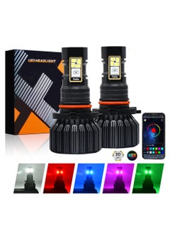 اشتري 2 PCS 15000 LM Led Car Fog Light H10（9140 9045 9040） App Controlled RGB Super Bright Colorful Front Fog Light Bulb Modified Car Light Easy Plug And Play Installation IP68 Waterproof في السعودية