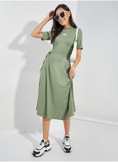 Buy Side Tie-Up T-Shirt Midi Dress with Patch Detail in Saudi Arabia